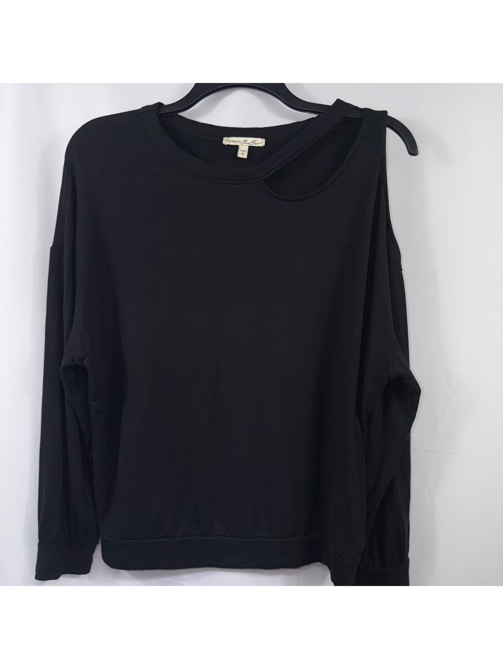 Express One Eleven Black Cold Shoulder Top Small